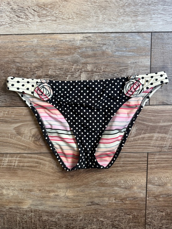 Betsey Johnson Other - Betsey Johnson Black Polka Dot Bikini Bottom with Pink Trim